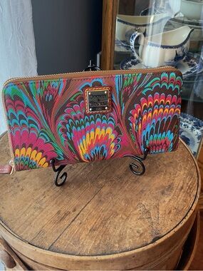 Dooney & Bourke Brown Plumes  Zip Wallet